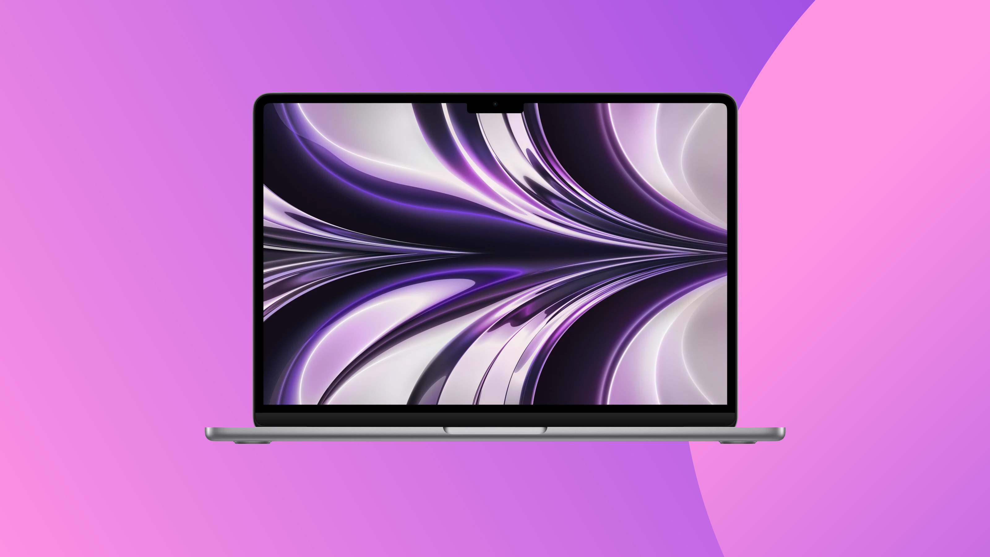 Снимок продукта MacBook Air на красочном фоне.