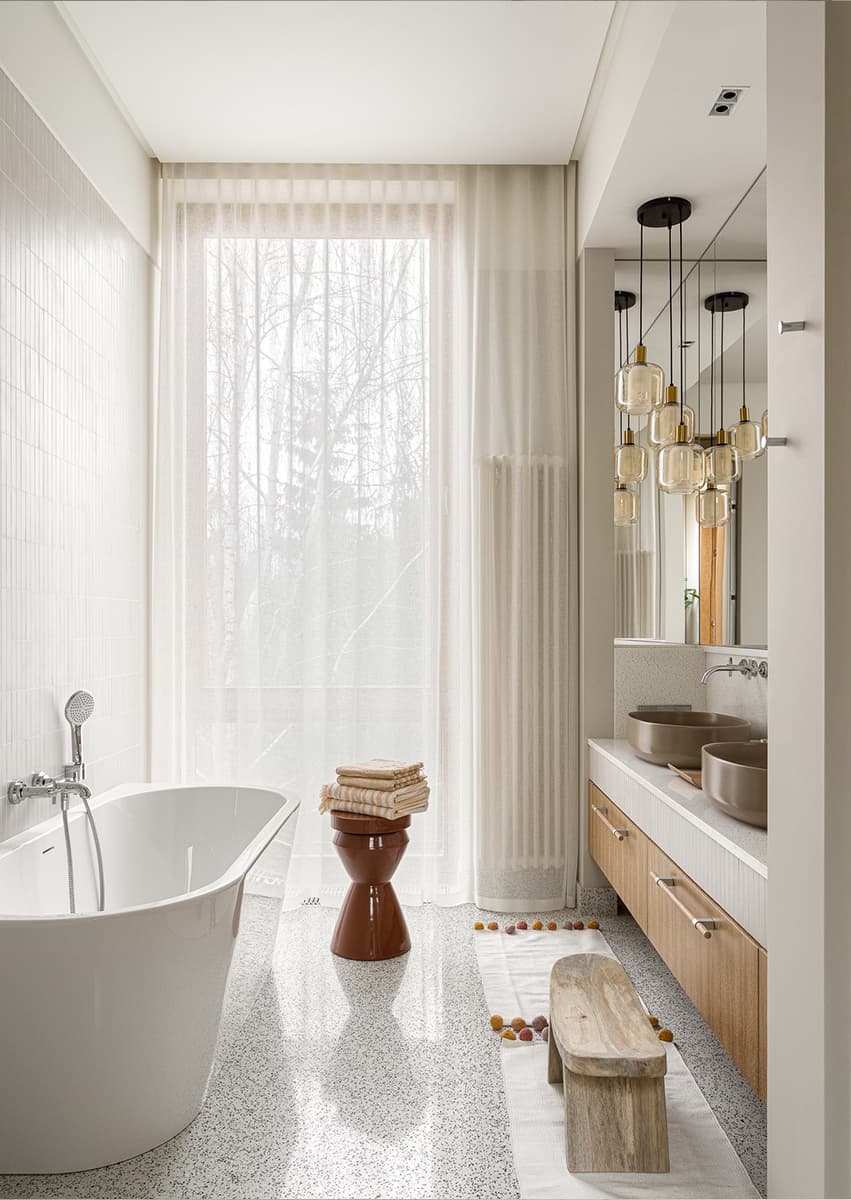 Интерьеры квартир с эффектной плиткой терраццо